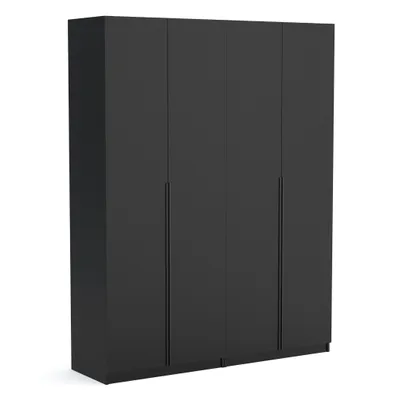 Produktbild von Kleiderschrank Pablo 180cm, schwarz matt, Drehtürenschrank, Farbauswahl, 180x54x234 cm 4-türig