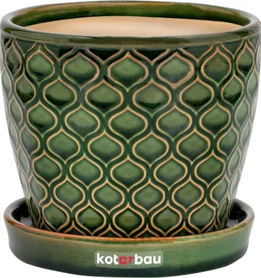 Obrázok produktu pre KOTARBAU® Orientálny keramický hrniec s podšálkou Vintage Green 12 CM