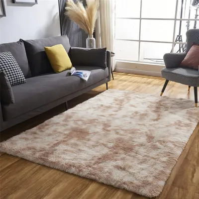 Productafbeelding van Hoogpolig tapijt, superzacht shaggy tapijt, kleur kaki, 120 x 160 cm