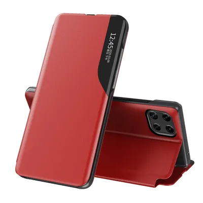 Obrázek produktu pro Flipové pouzdro pro Samsung Galaxy A22 5G,Polyuretankůže pouzdro s okénkem a funkcí stojánku červené