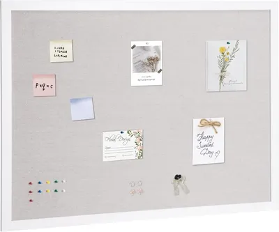 Produktbild von Weiße Korktafel mit Leinenoberfläche - Wandmontage 1124x824mm - Pinnwand für Büro und Schule