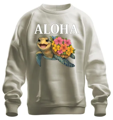 Produktbild von ALOHA Meeresschildkröte mit Blumen Hawaii Tropisch Sommer Sweatshirt Pullover, Natur, 3XL