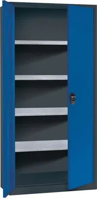 Produktbild von Flügeltürenschrank  4verz.Böden 50kg Tragl. H1950xB940xT400mm RAL 7016/5010, 4317784969673