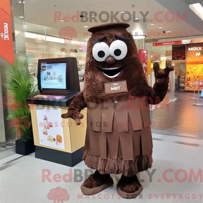 Produktbild von Maskottchenkostüm REDBROKOLY Brown Chocolate Bar mit Maxirock und Uhren