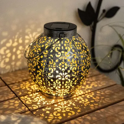 Produktbild von LED Solarleuchte, Kugel, Erdspieß, silber-antik, H 39 cm
