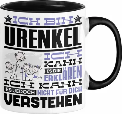 Produktbild von Urenkel Geschenk Kaffee-Tasse Geschenkidee für Urenkel Ich Bin Urenkel Ich Kann Es Dir Erklären Jedoch Nicht Für Dich Verstehen Spruch Lustig (Schwarz)