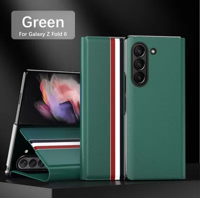 Obrázek produktu pro Pouzdro pro Samsung Galaxy Z Fold 6 TenkéPolyuretanKožené pouzdro se stojánkem a přihrádkou na kartyzelené
