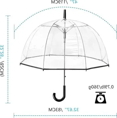 Immagine prodotto di Ombrello da pioggia per adulti - apertura automatica - 8 stecche - cupola trasparente - nero - ombrellone da giardino