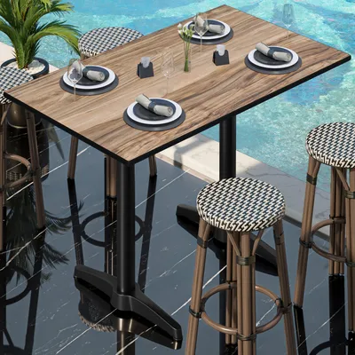 Produktbild von CPBL | HPL Compact Bistro Stehtisch | 130 x 80 x 110 cm | Sheesham / Schwarz | Rechteckig | Bistrotisch Gastro Steh Tisch