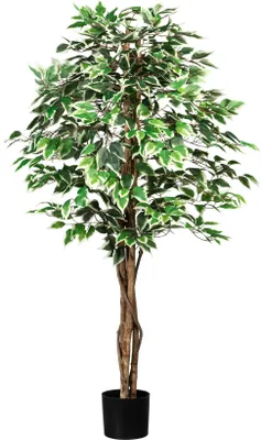Produktbild von Kopu® Kunstpflanze Ficus 150 cm – 840 grün/weiße Blätter – natürlicher Stiel