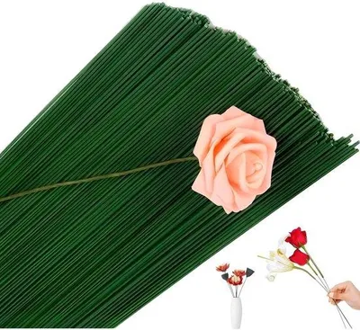 Produktbild von Blumendraht 100 Stück grüne Stahldraht 40 cm für Blumengestecke und Bastelarbeiten