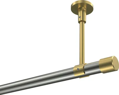 Produktbild von Interdeco Gardinenstange / Vorhangstange Edelstahl-Optik / Messing-Optik, Typ Sonette Santo (Kappe) ohne Ringe, Deckenmontage, 20 mm Ø 1-läufig, 160 cm