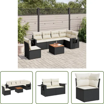 Produktbild von The Living Store 7-tlg. Garten-Sofagarnitur mit Kissen Schwarz Poly Rattan