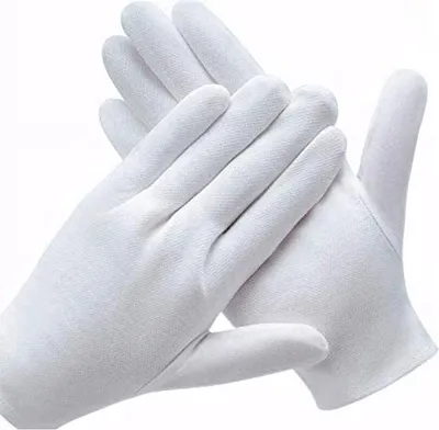 Obrázek produktu pro Rukavice, 10 párů bílých bavlněných rukavic Jednorázové bavlněné rukavice pro suché ruce, ekzémy, kosmetiku, mince, šperky a kontrolu stříbra - Uni