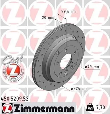 Produktbild von 2x ZIMMERMANN Bremsscheibe 450.5209.52 für LAND ROVER Range Rover Sport (L320)