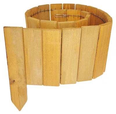Image de Clôture de jardin en bois, 5 pièces, 110 x 30 x 20 cm – chêne clair – bordure de parterres et d'allées, 550 cm