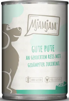 Immagine prodotto di Mjamjam buon tacchino con riso bollito e zucchine al vapore 400 g