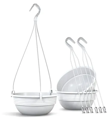 Produktbild von Plastard 3er-Set Blumenampel Ø 32 cm Weiß Aufhänger,Deko Pflanzschale