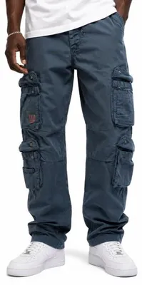 Produktbild von Cargohose Airborne Slimmy Slim Fit Marineblau, mittlere Leibhöhe, geknöpfter Hosenschlitz