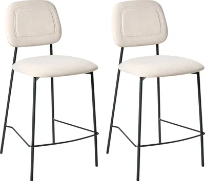 Obrázek produktu pro BELIANI Sada 2 barových židlí světle béžová sametové čalounění moderní stylový nábytek do jídelny kuchyně