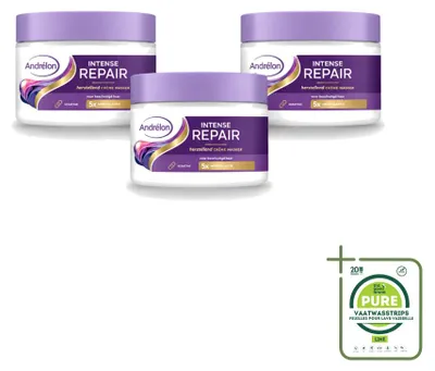 Zdjęcie produktu dla 3 x Maska do włosów Andrélon Intense Repair z keratyną - kremowa - 300 ml - opakowanie zbiorcze - 3 sztuki