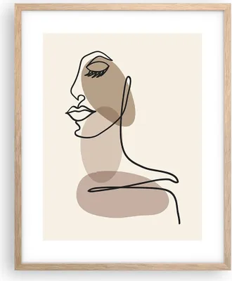 Produktbild von Gerahmtes Poster - Rahmen in heller Eiche - Linie Kunst Boho - 40x50 cm - Wand Bild - Wanddeko - Wandbilder - Kunstposter - Wandposter - Bilderrahmen - Bilder - Kunstdruck - P2NPA40x50-4728