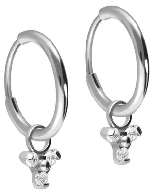 Produktbild von Titan Ohrclicker Creolen KRISTALLBLUME Silber Innendurchmesser: 10mm + Designstärke: 1,2mm