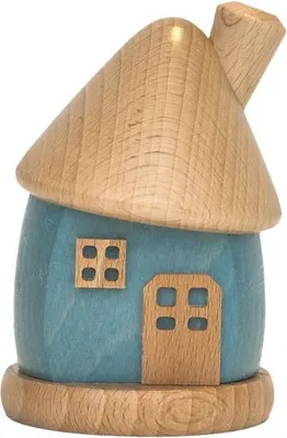 Produktbild von Räucherhaus rund aus Holz, blau/natur