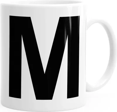 Produktbild von Kaffee-Tasse Buchstaben Buchstabe Arial Bold glänzend Kaffeetasse Teetasse Keramiktasse MoonWorks® M weiß unisize