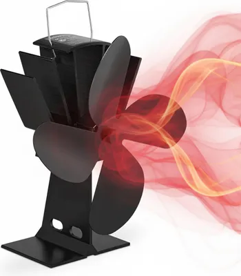 Produktbild von Relaxdays Ofenventilator ohne Strom, geräuscharm, für Kamin & Ofen, hitzebetrieben, 4 Blätter, Kaminventilator, schwarz