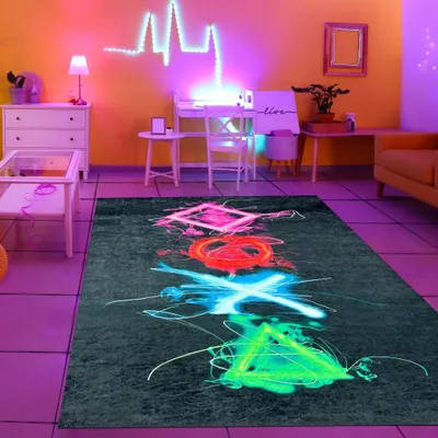 Zdjęcie produktu dla Mata do gier z neonowymi symbolami, wymiary – 120 x 160 cm