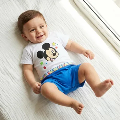 Produktbild von Disney Mickey Maus Baby Kleinkind kurzarm Body Strampler – Weiß / 80