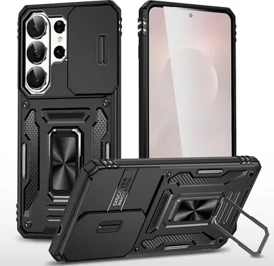 Image de Coque de téléphone portable Camshield pour Samsung Galaxy S26 Ultra avec anneau de protection pour l'appareil photo, noir