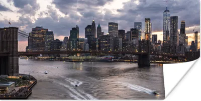 Produktbild von MuchoWow® Poster New York - Brooklyn Bridge - Manhattan 40x20 cm - Poster für die Wand - Poster Schlafzimmer