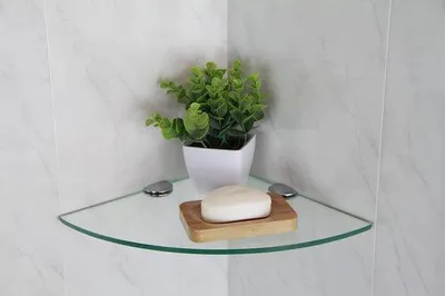 Image de Panneaux en plastique avec vitre de protection pour salle de bains / chambre / cuisine, 200 mm, épaisseur 6 mm, avec grands supports chromés