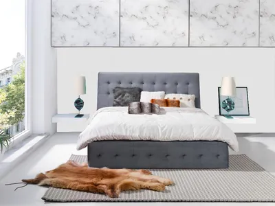Produktbild von Bett Polster Design Luxus Doppel Hotel Betten Ehe Schlaf Zimmer Textil 180x200cm