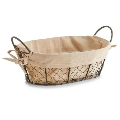 Produktbild von Zeller Brotkörbchen "Countrystyle", mit Griffen, Draht/Leinen - 30x21x11; 18091