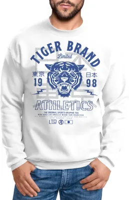 Produktbild von Cooles Herren Sweatshirt Tiger Brand Tokyo Supply Japan Athletic Sport Muskelshirt Muscle Shirt Neverless® weiß-blau 4XL
