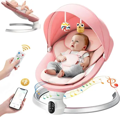 Produktbild von Babyschaukel - Babyschwingstuhl - Schaukelstuhl - Bouncer - Elektrischer Schaukelstuhl - Bluetooth-Musik - Fernbedienung