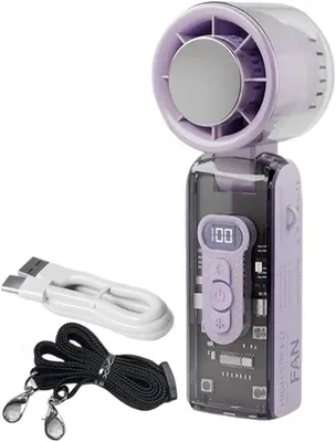 Image de Ventilateur portable, rechargeable, sans fil, avec lampe de poche, idéal pour les voyages, le bureau, la plage, pour adultes et enfants