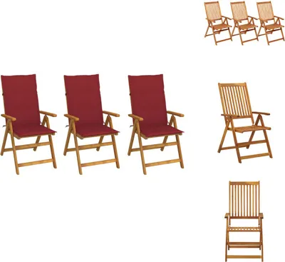 Image de vidaXL Chaises de jardin pliantes 3 pièces avec coussins en bois massif d'acacia - Chaises de jardin