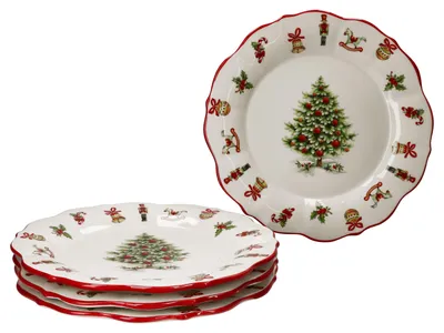 Obrázek produktu pro 4x Maestro Natale pečivo talíře keramické 4 osoby večeře talíř Vánoce