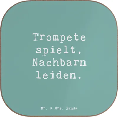 Produktbild von Mr. & Mrs. Panda Untersetzer für Gläser Spruch Trompete Freude - Meeresbrise - Geschenk, Lernen, Flaschenuntersetzer, Musiker, Musikerleben, jazzig, laut, Glas, Musik