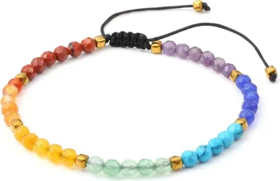 Produktbild von 7 Chakra Armband Edelstein Armbänder Damen Perlenarmabnd Lavastein Armkette Yoga Armband Healing Reiki Energietherapie Glückbringen Edelstein für Damen Herren
