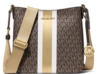 Obrázek produktu pro Michael Kors Jet Set, malá kabelka přes rameno s logem a pruhy, hnědá