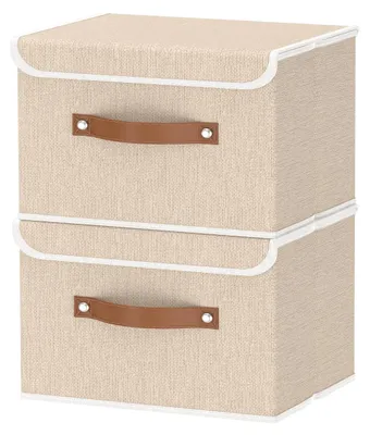 Produktbild von faltbare Aufbewahrungskörbe, dekorative Aufbewahrungsboxen mit Deckel, Kleiderschrank-Organizer für Kleidung