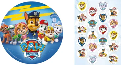 Produktbild von 2er Set Paw Patrol Tortenaufleger + Muffinaufleger Geburtstag