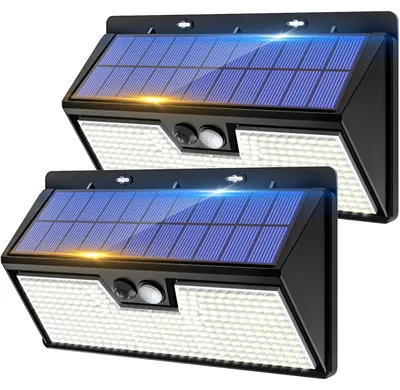 Zdjęcie produktu dla 318 diodowa lampa solarna do użytku zewnętrznego z czujnikiem ruchu i 3 trybami pracy