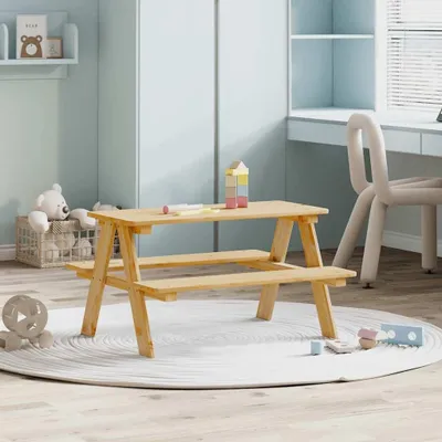 Produktbild von Kindertisch mit Bänken, 90 x 79,5 x 50 cm, aus Massivholz