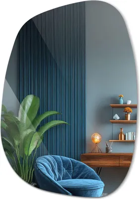 Produktbild von Moderner Freiform Wandspiegel ohne Rahmen 67,9x47 cm – Asymmetrischer Badspiegel – Wandspiegel, Dekospiegel, rahmenlos
